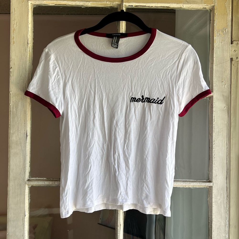 Forever 21 Embroidered Mermaid Short Sleeve T-Shirt